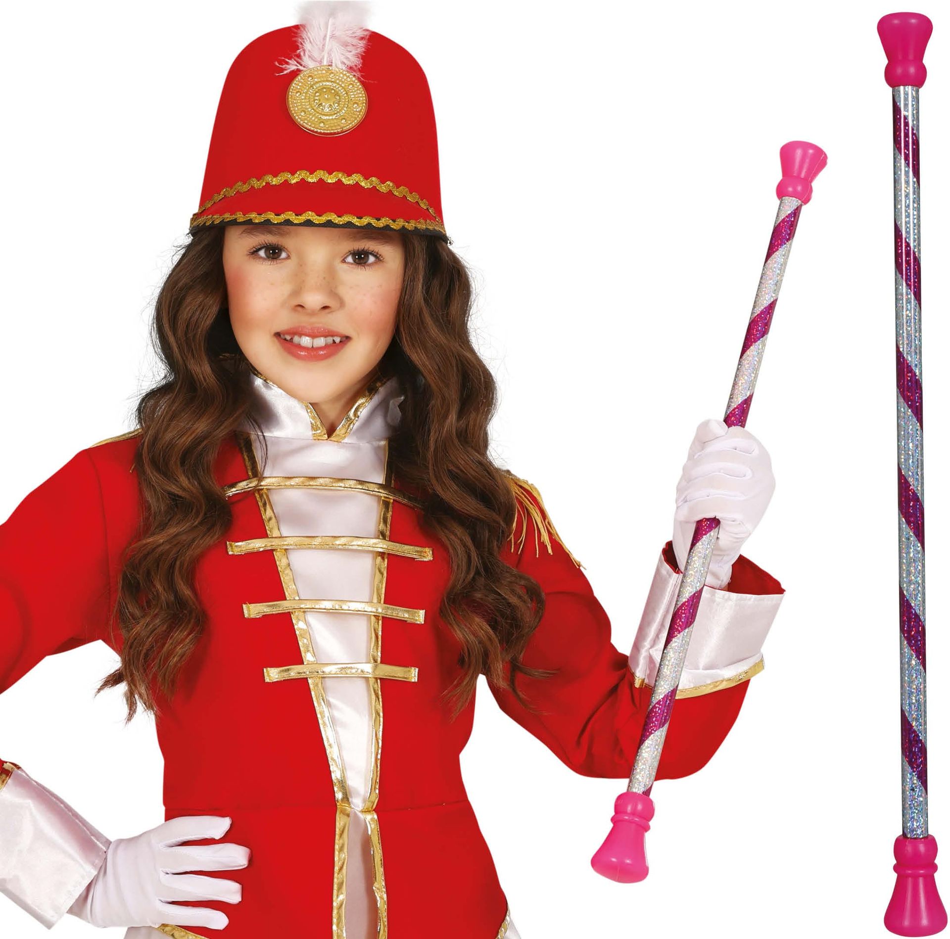 Roze Witte Majorette Stok