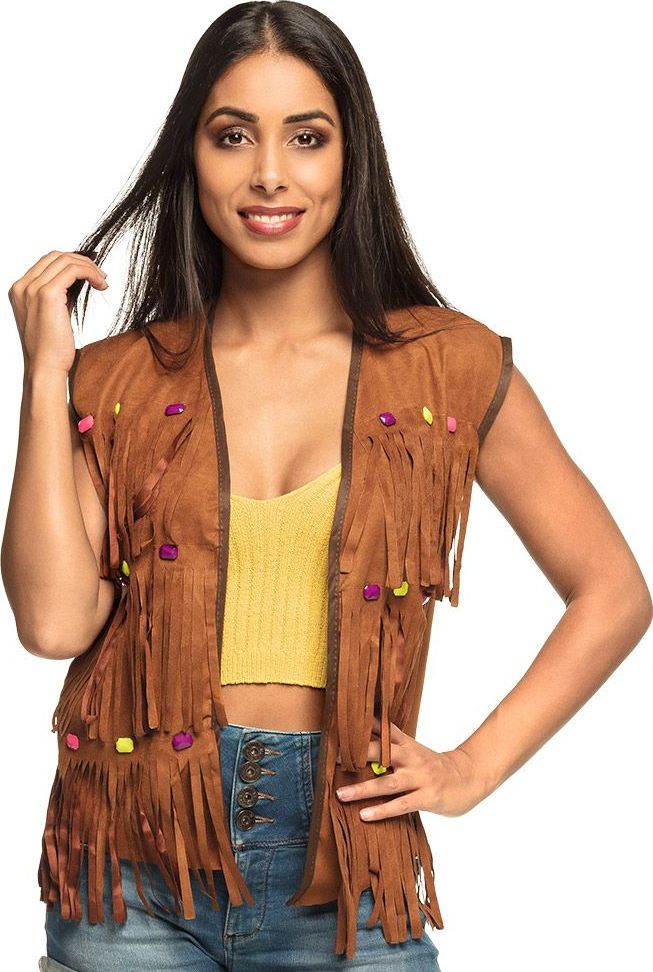 Ruffle hippie vest bruin