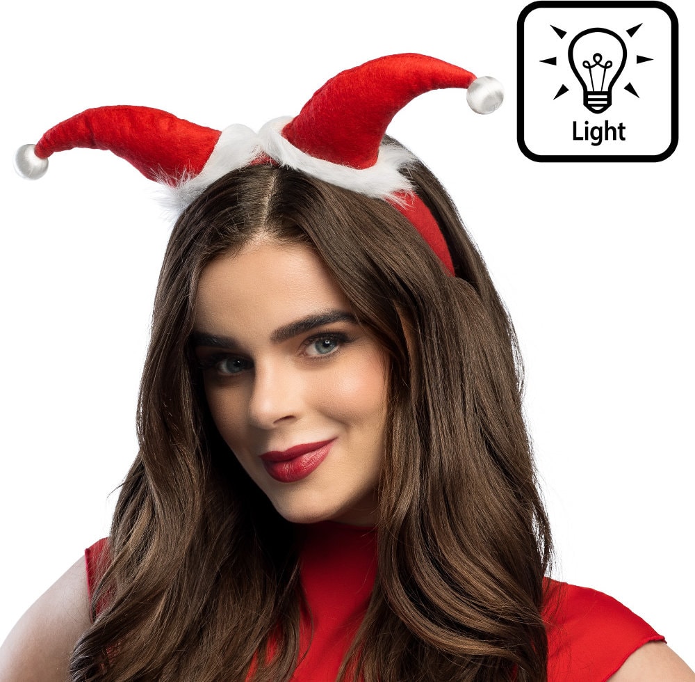 Santa Kerst Haarband Rood met LED Verlichting