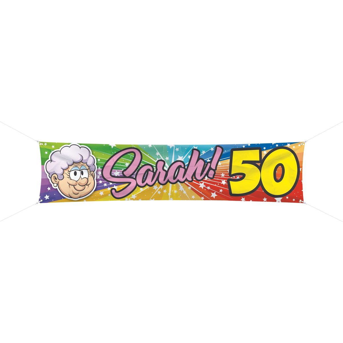 Sarah 50 jaar regenboog spandoek