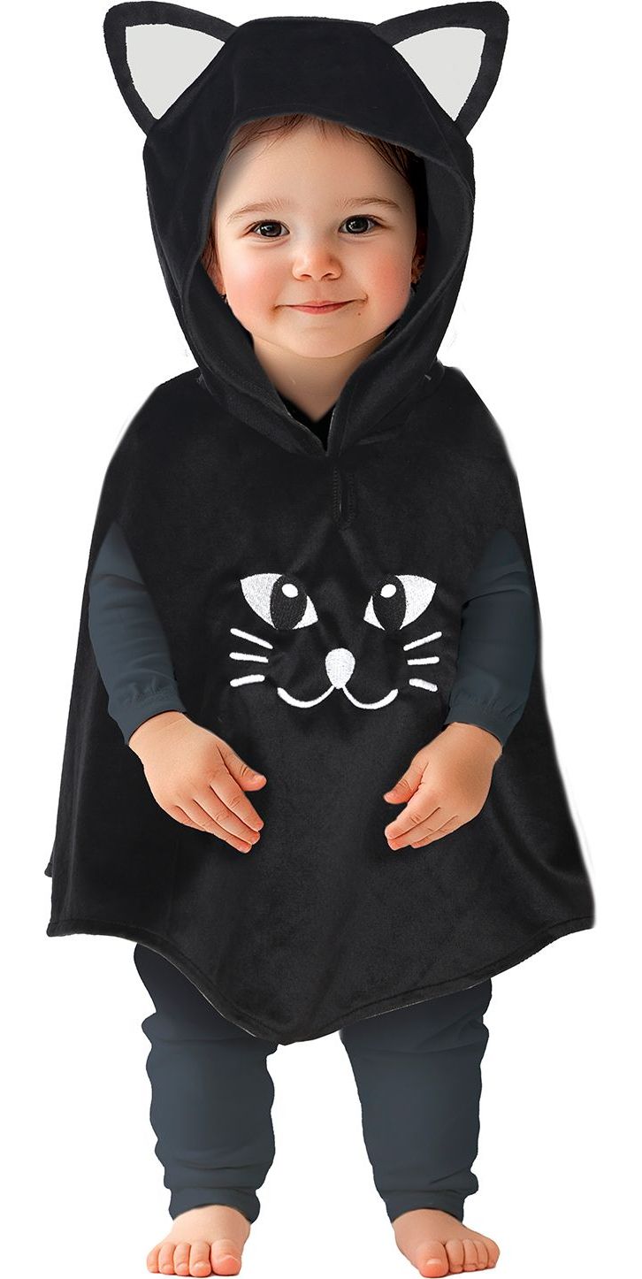 Schattige Zwarte Kat Poncho Baby