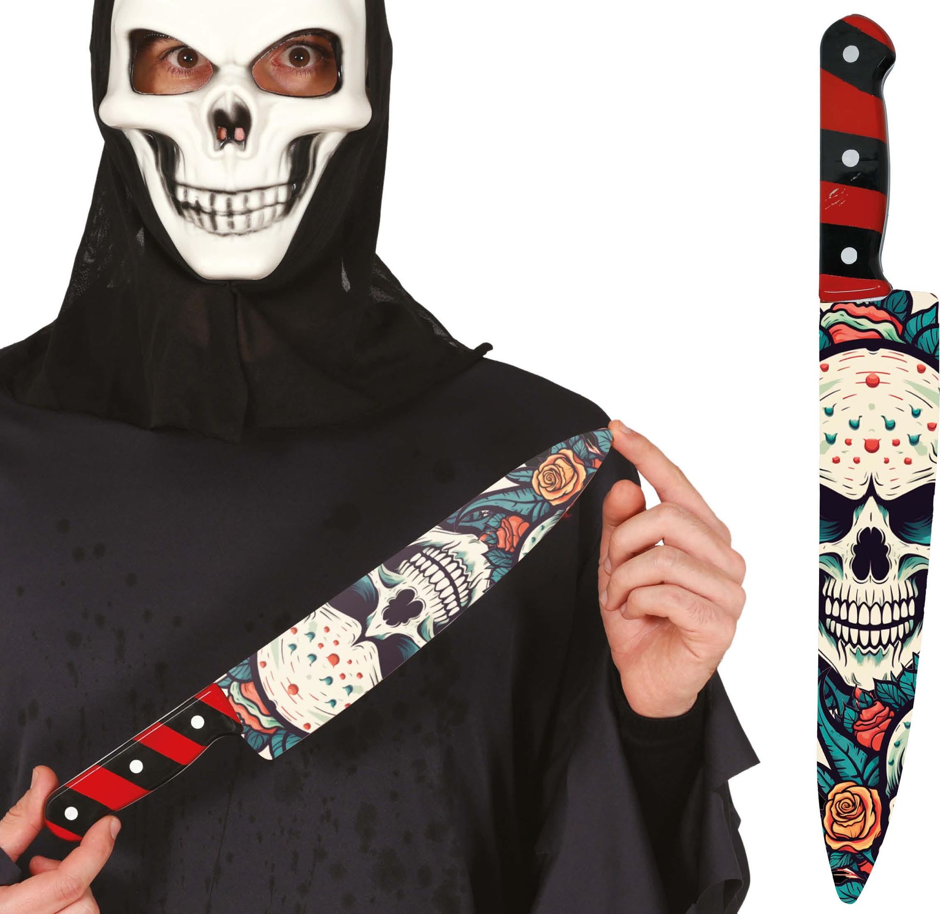 Schedel keukenmes 37 cm halloween