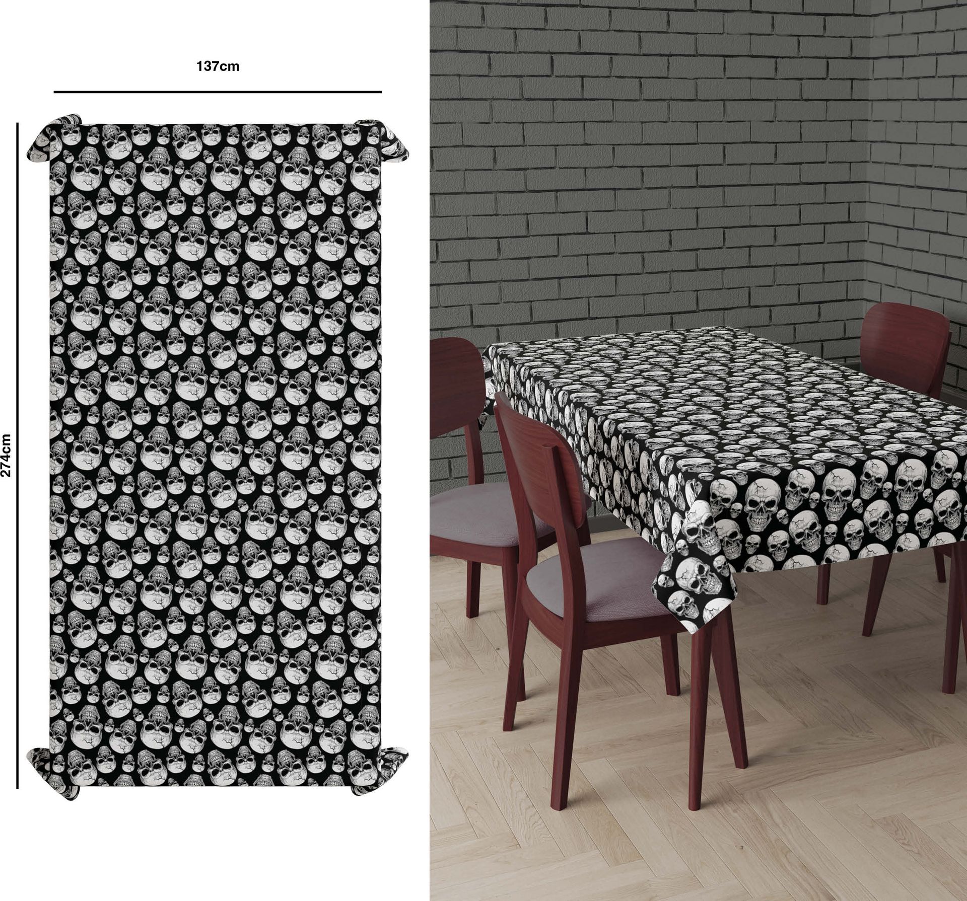 Schedel tafelkleed 137 x 274 cm halloween