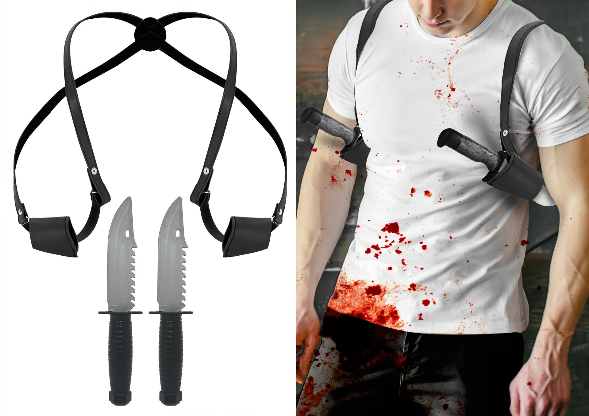 Schouderholster met 2 Messen