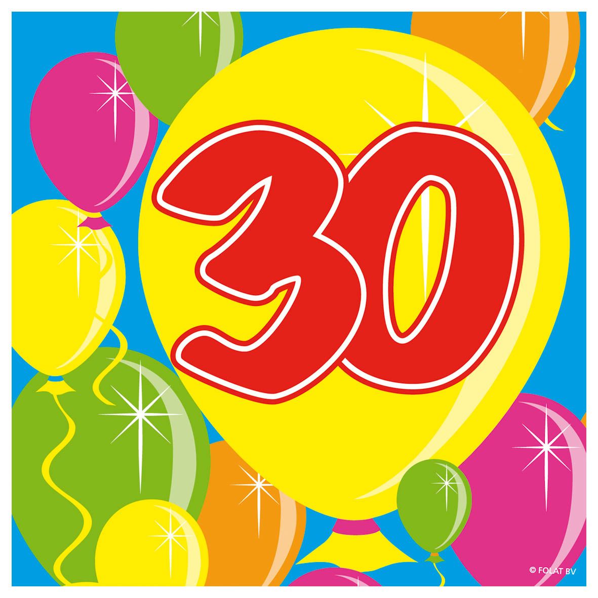 Servetten 30 Jaar Balloons 25x25cm