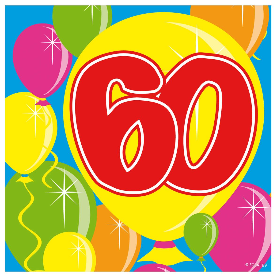 Servetten 60 Jaar Balloons 25x25cm