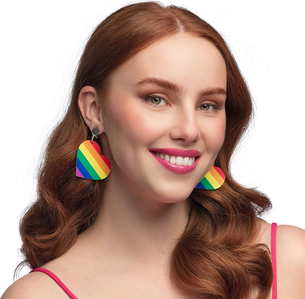 Set Van 2 Regenboog Hart Oorbellen Pride
