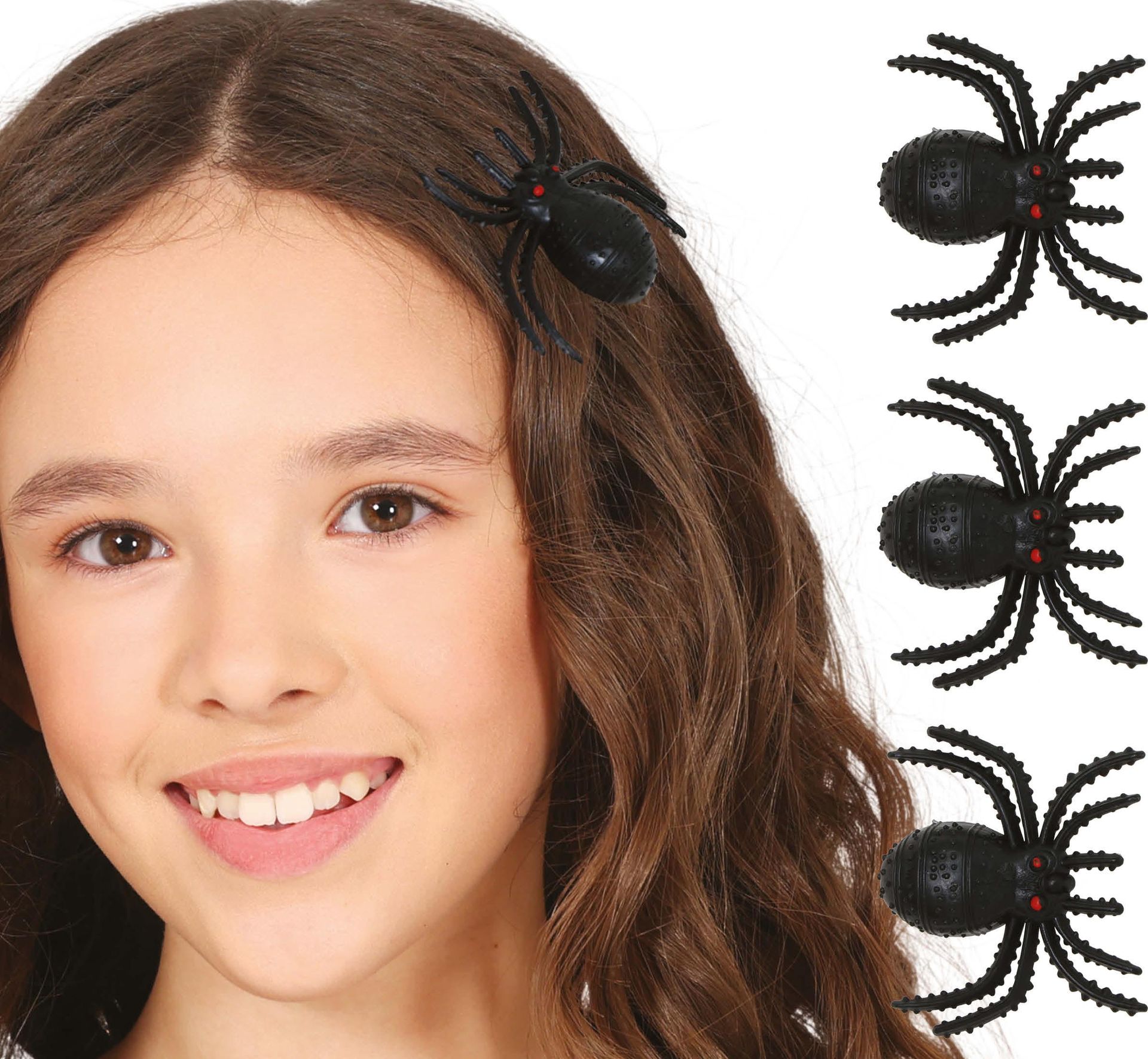 Set van 3 spinnen haarclips 3 cm halloween