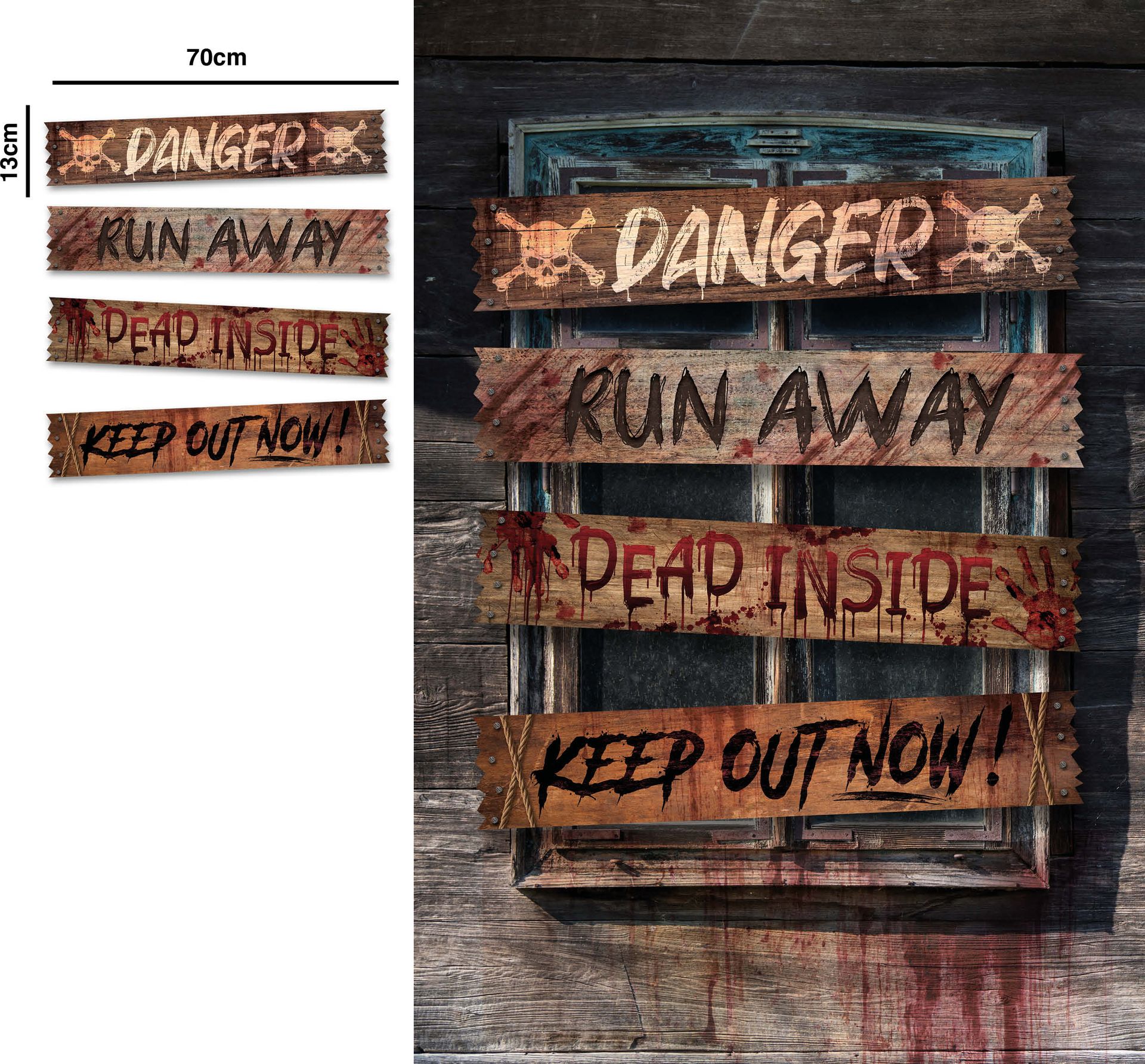Set van 4 raam bedekkings posters 70 x 13 cm halloween
