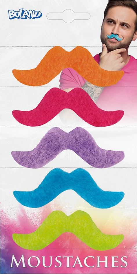 Set Van 5 Gekleurde Neon Snorren Zelfklevend