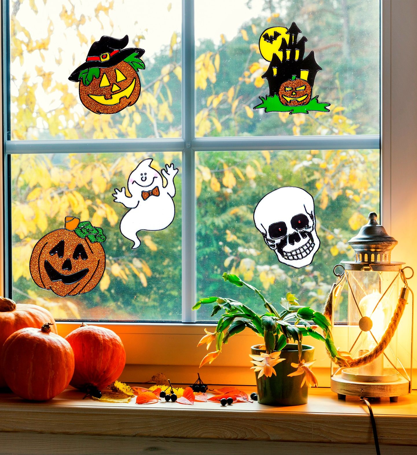 Set van 5 halloween raam stickers