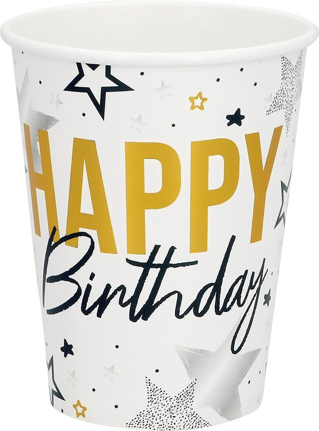Set Van 8 Papieren Bekertjes Happy Birthday