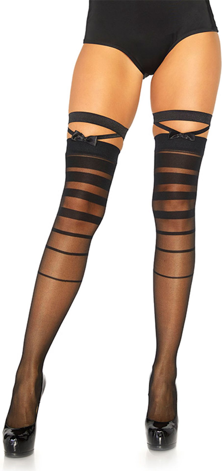Sexy hoge kousen zwart met strepen
