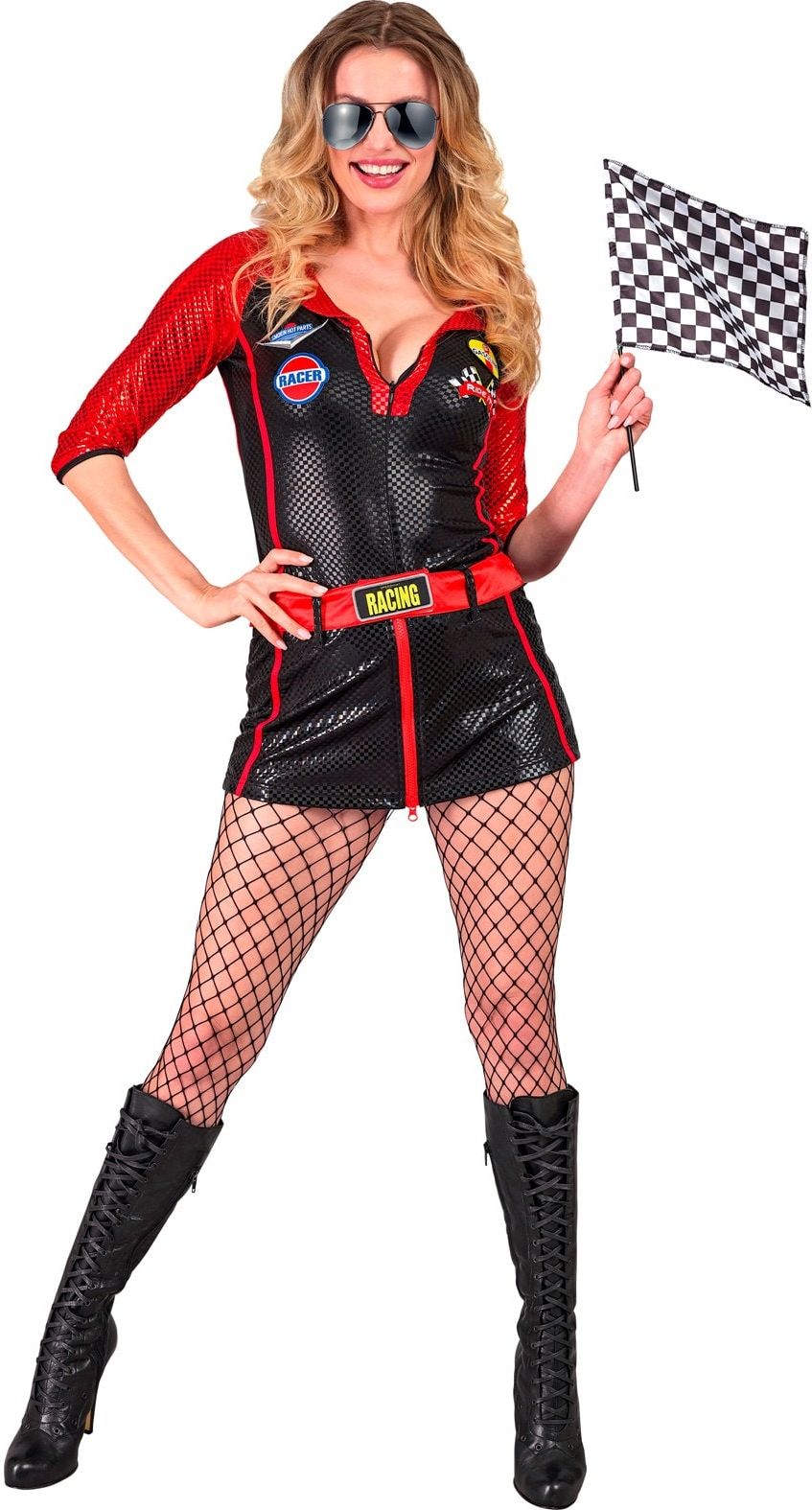 Sexy Racing Coureur Pak Zwart Rood Dames