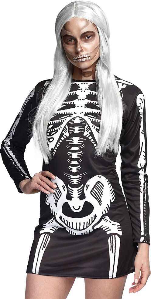 Sexy skelet jurkje dames zwart