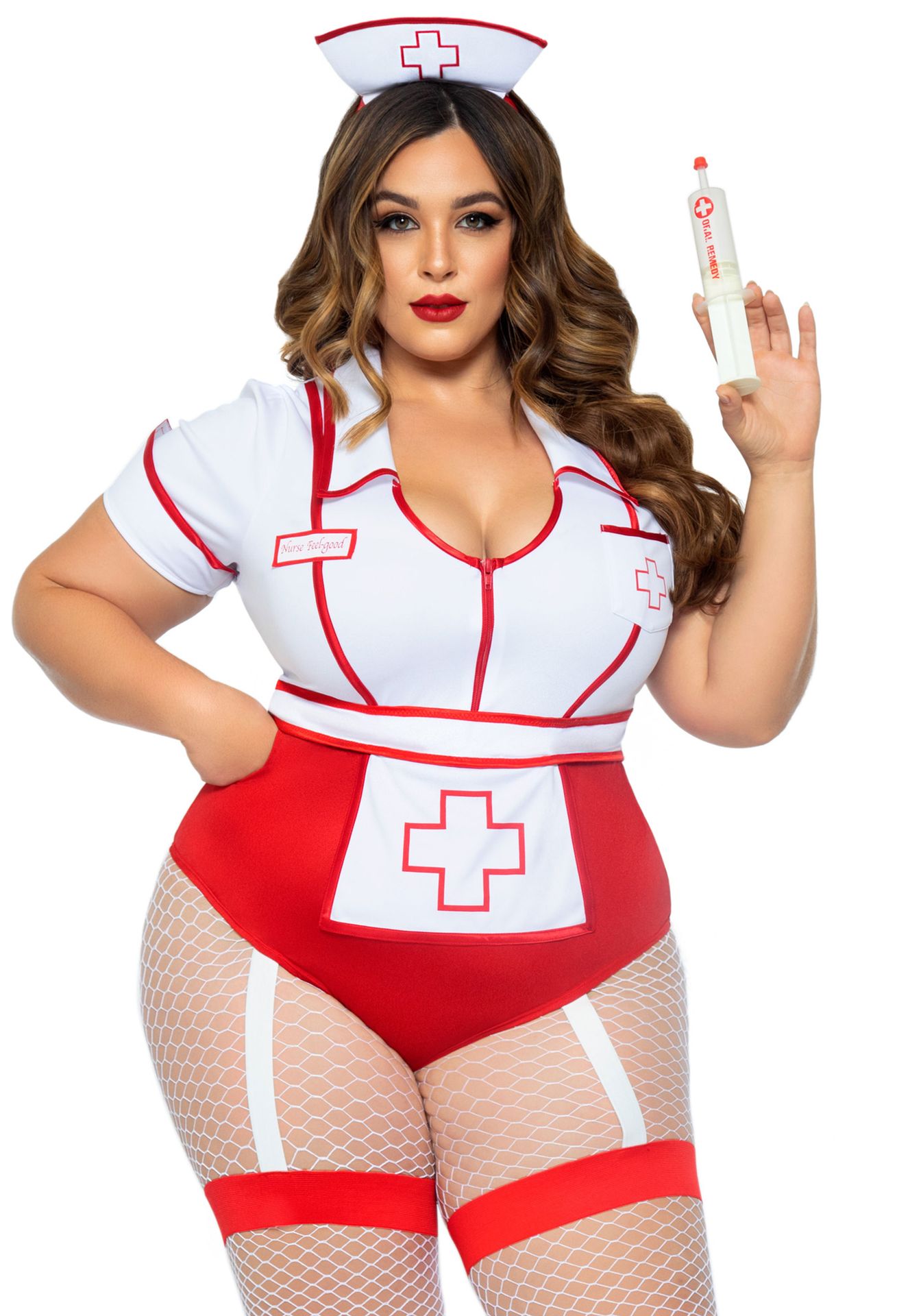 Sexy verpleegster pakje plus size rood
