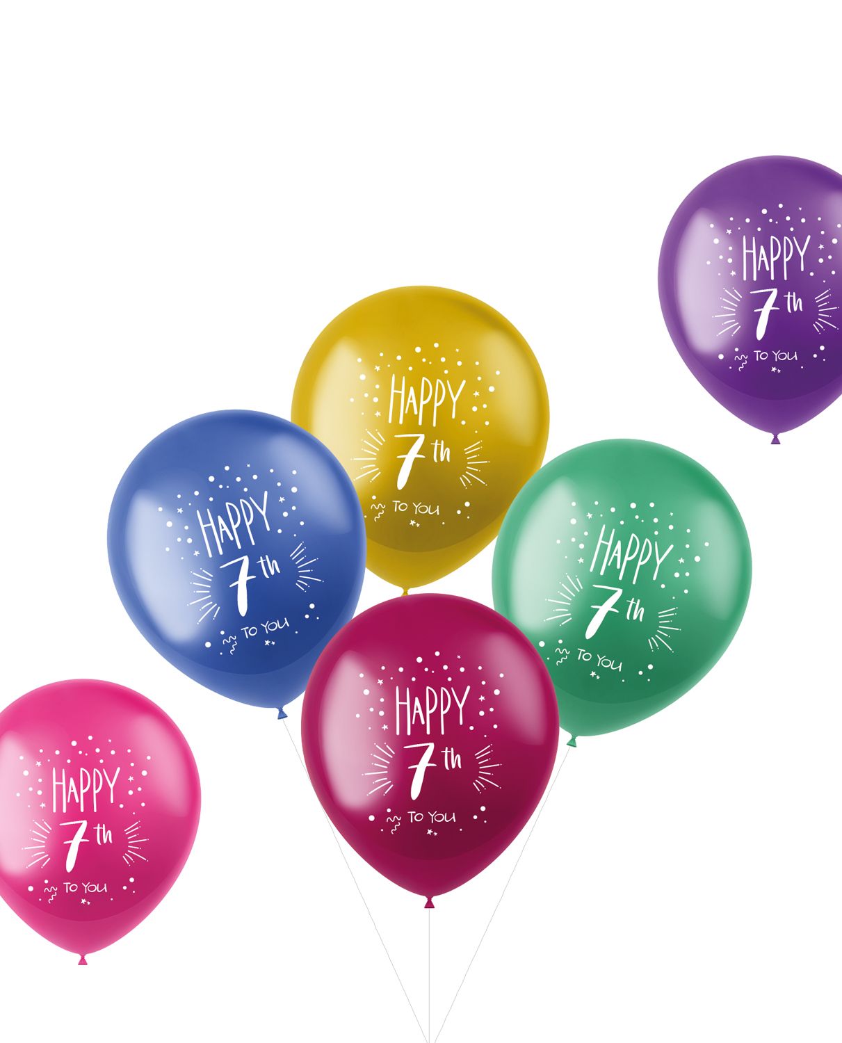 Shimmer meerkleurige ballonnen 7 jaar