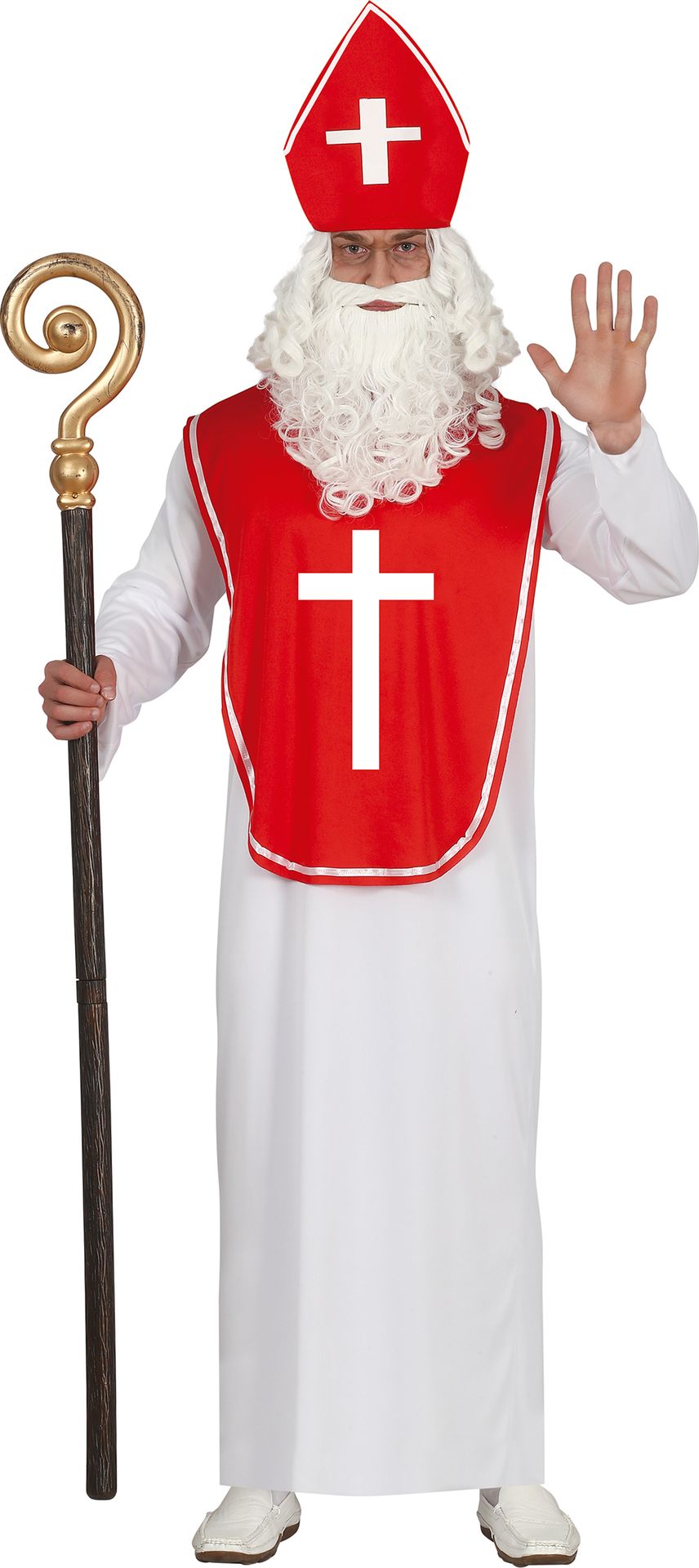 Sinterklaas outfit wit met rood heren