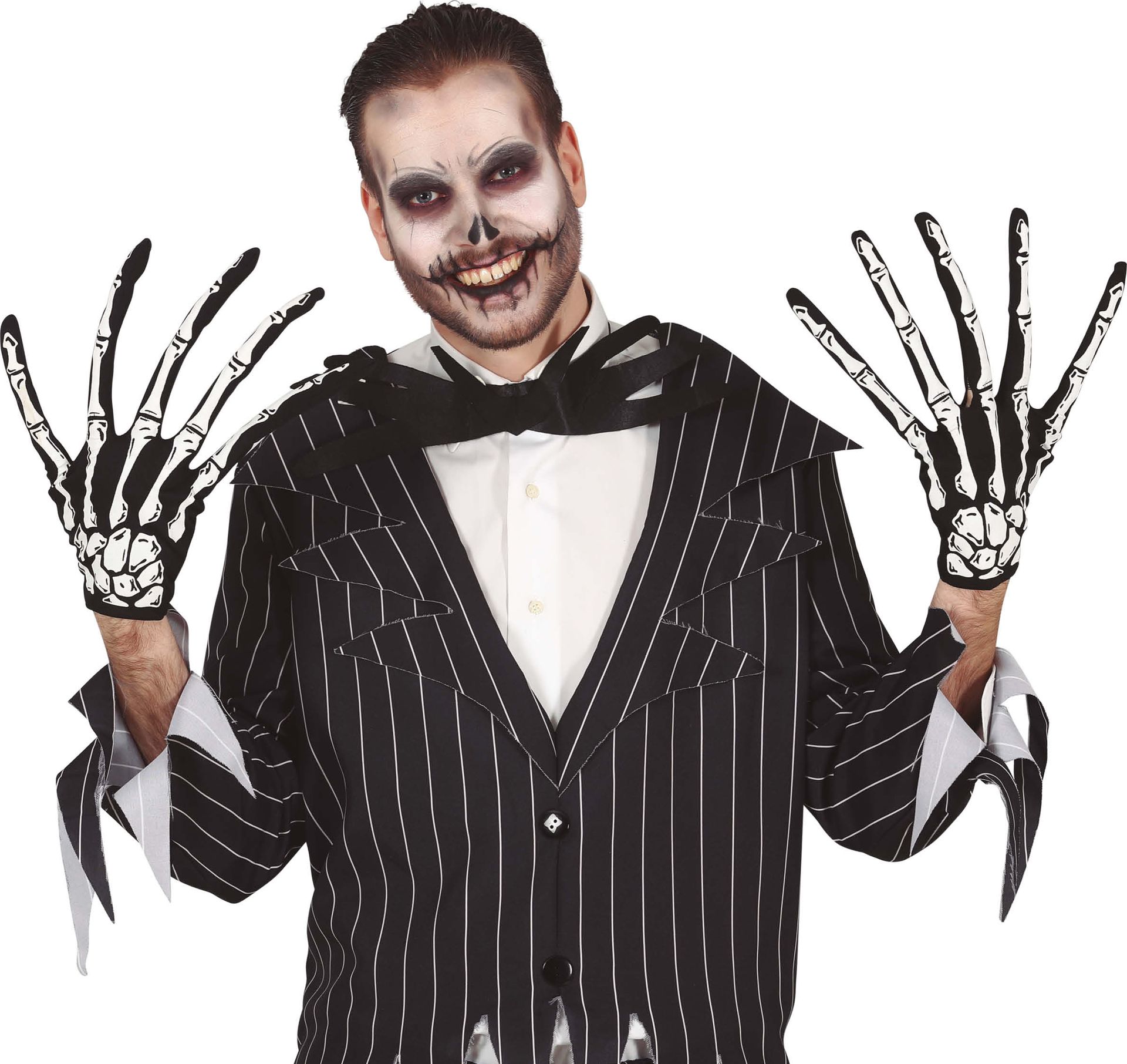 Skelet handschoenen met lange vingers halloween