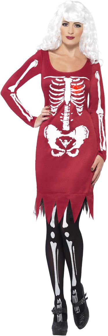 Skelet jurkje dames rood