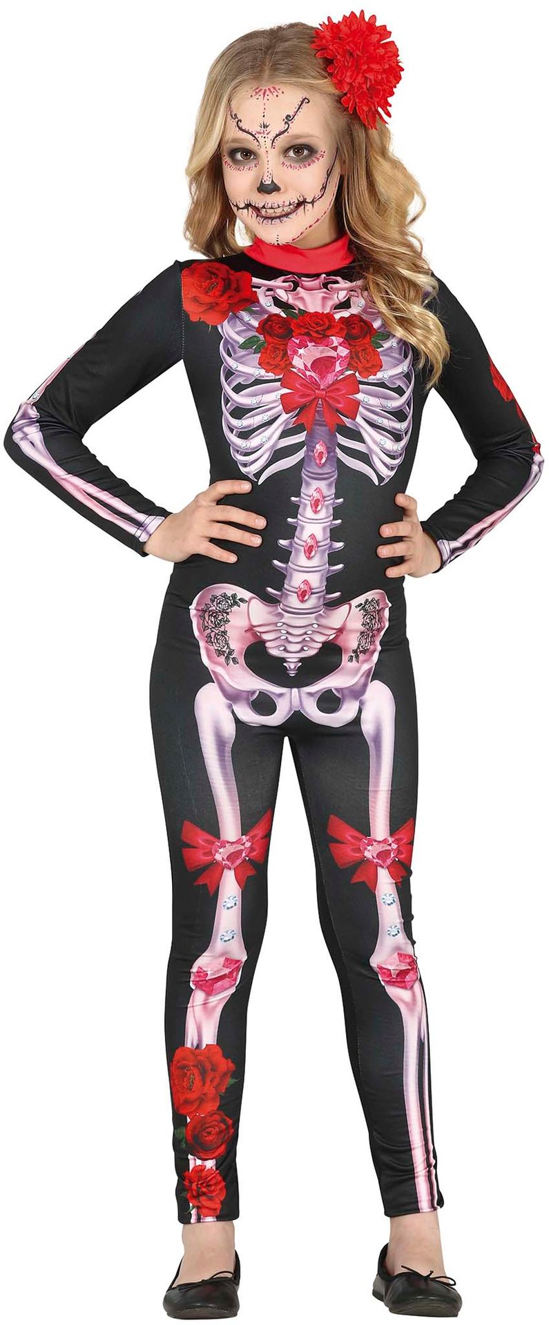 Skelet met bloemen jumpsuit outfit meisjes