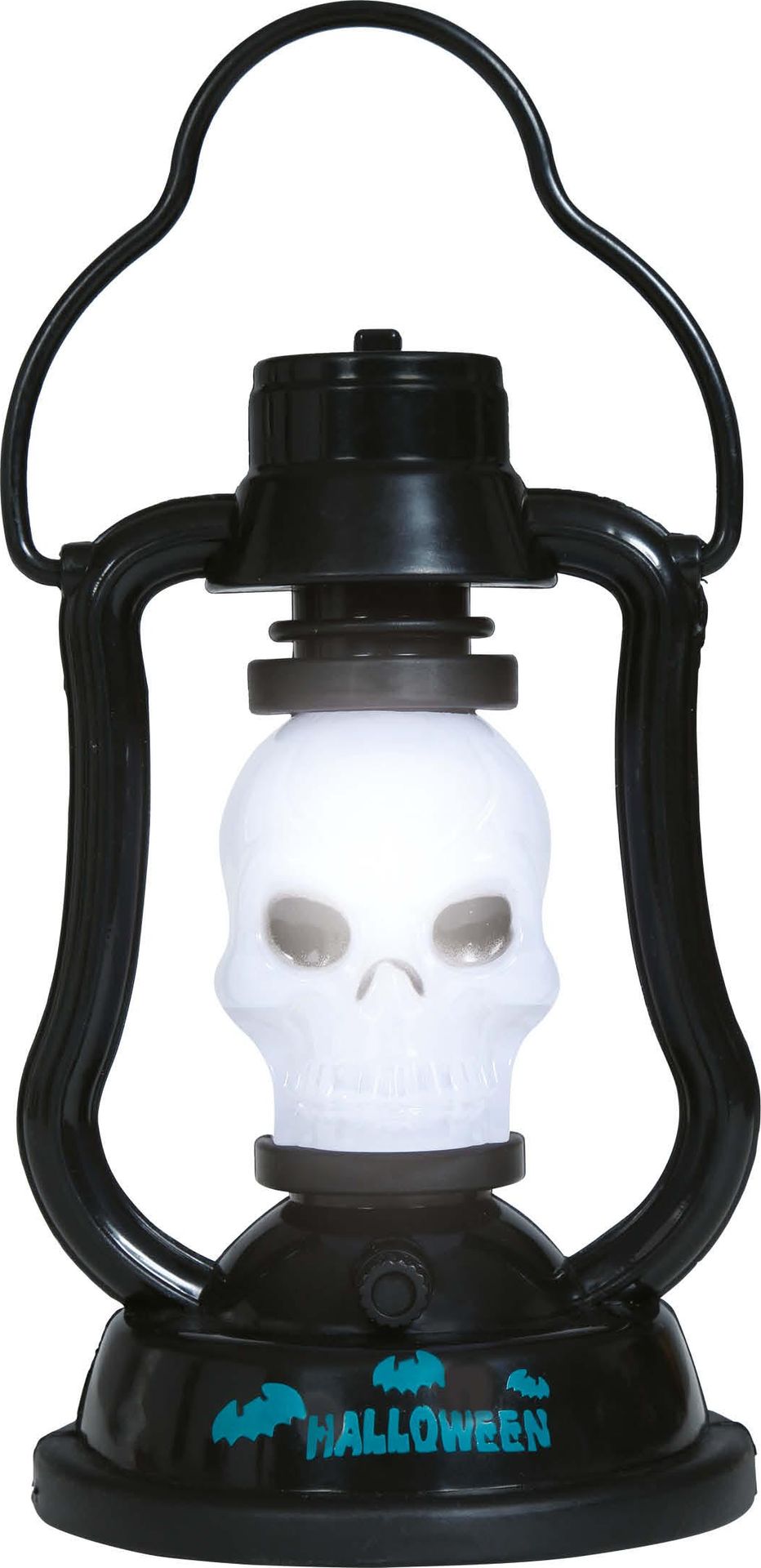 Skelet ouderwetste lantaarn met licht en geluid 15 cm halloween
