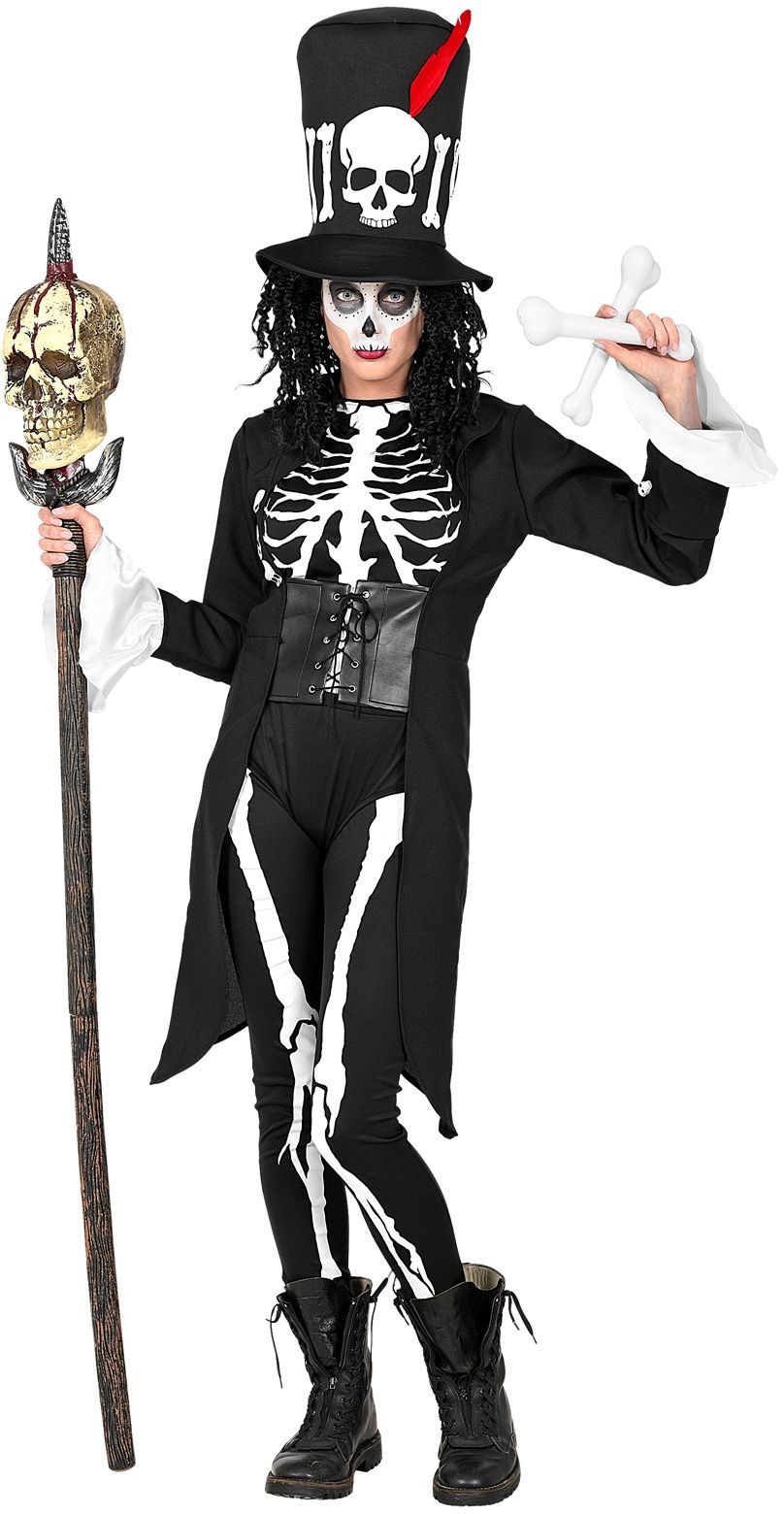Skelet zwarte magie priester outfit dames