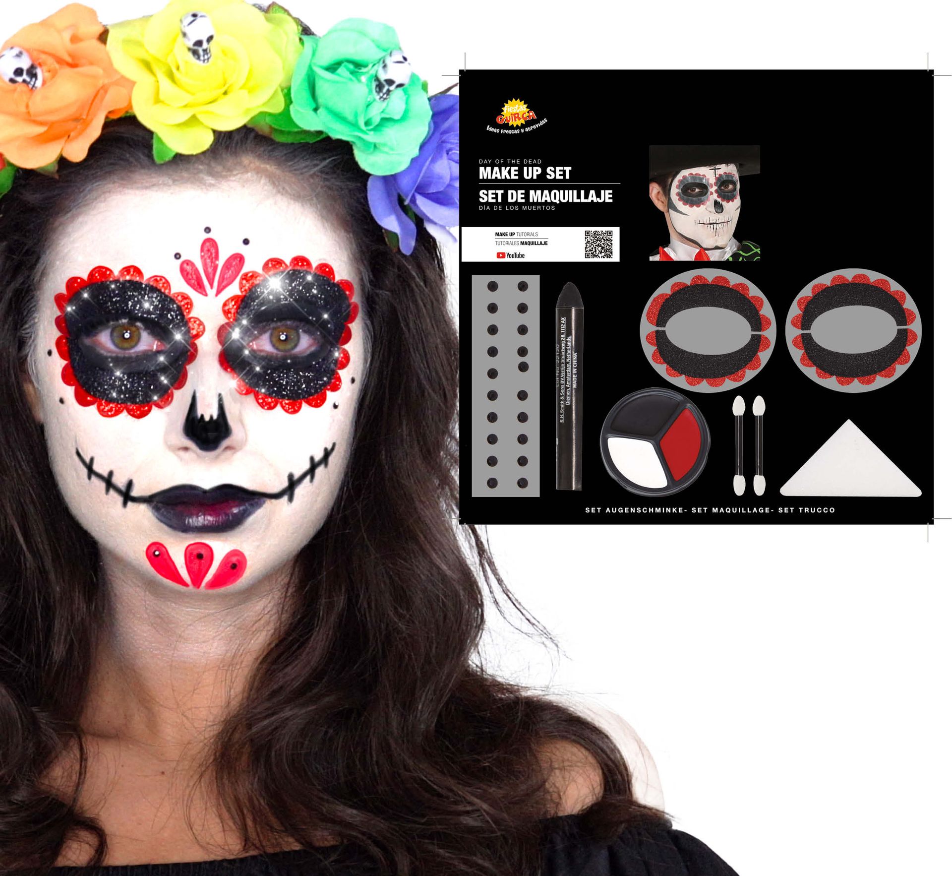 Skeleton dia de muertos make up set