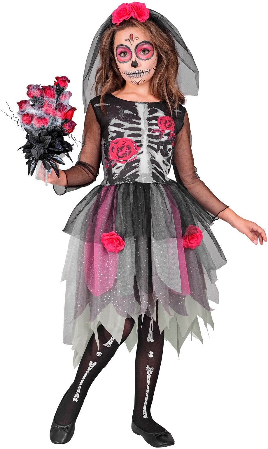 Skeletten Kostuum Meisjes Roze Zwart