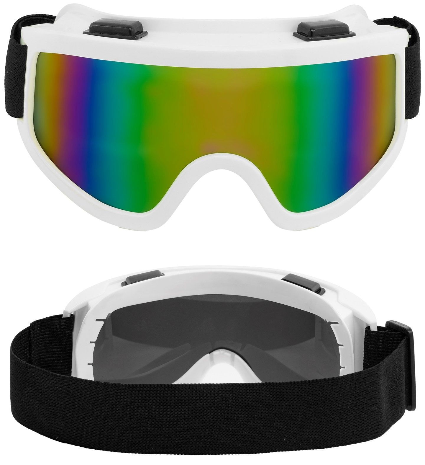 Skibril Wit met Meerkleurige Glazen