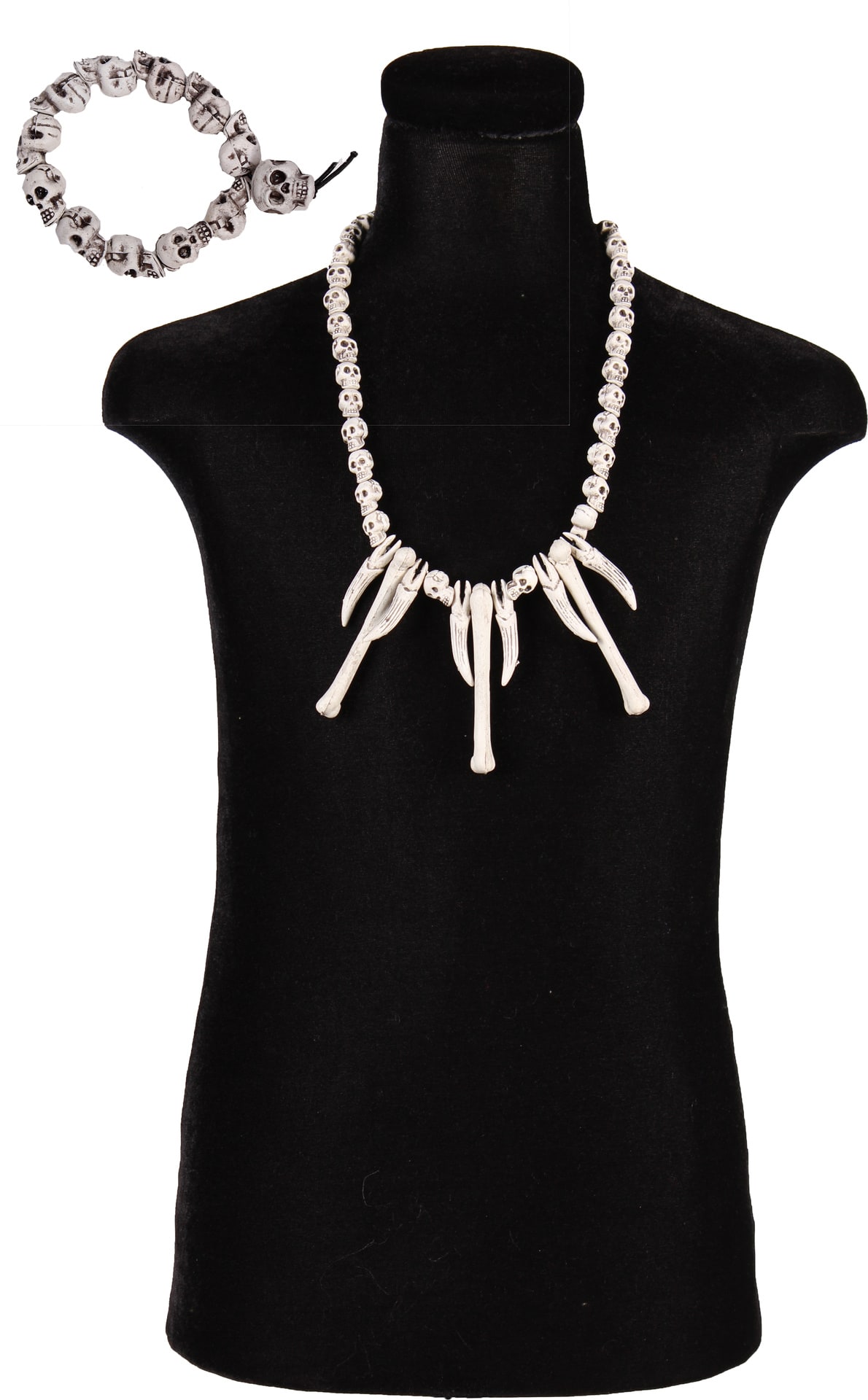 Skull Sieraden Set Beige Ketting Armband Halloween