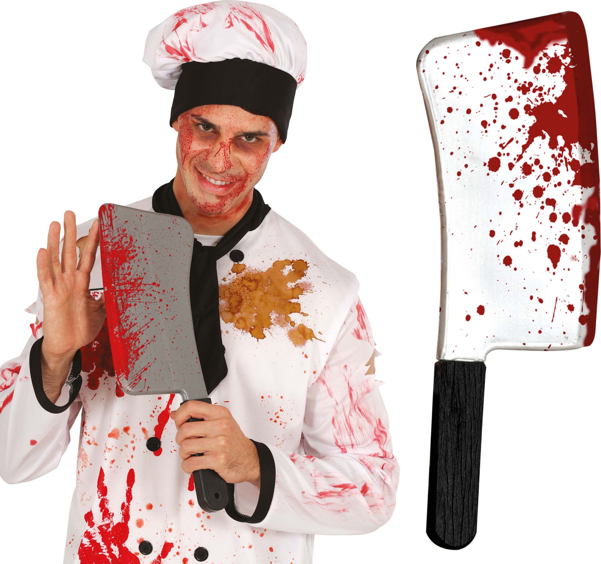 Slagersmes met bloed 40 cm halloween