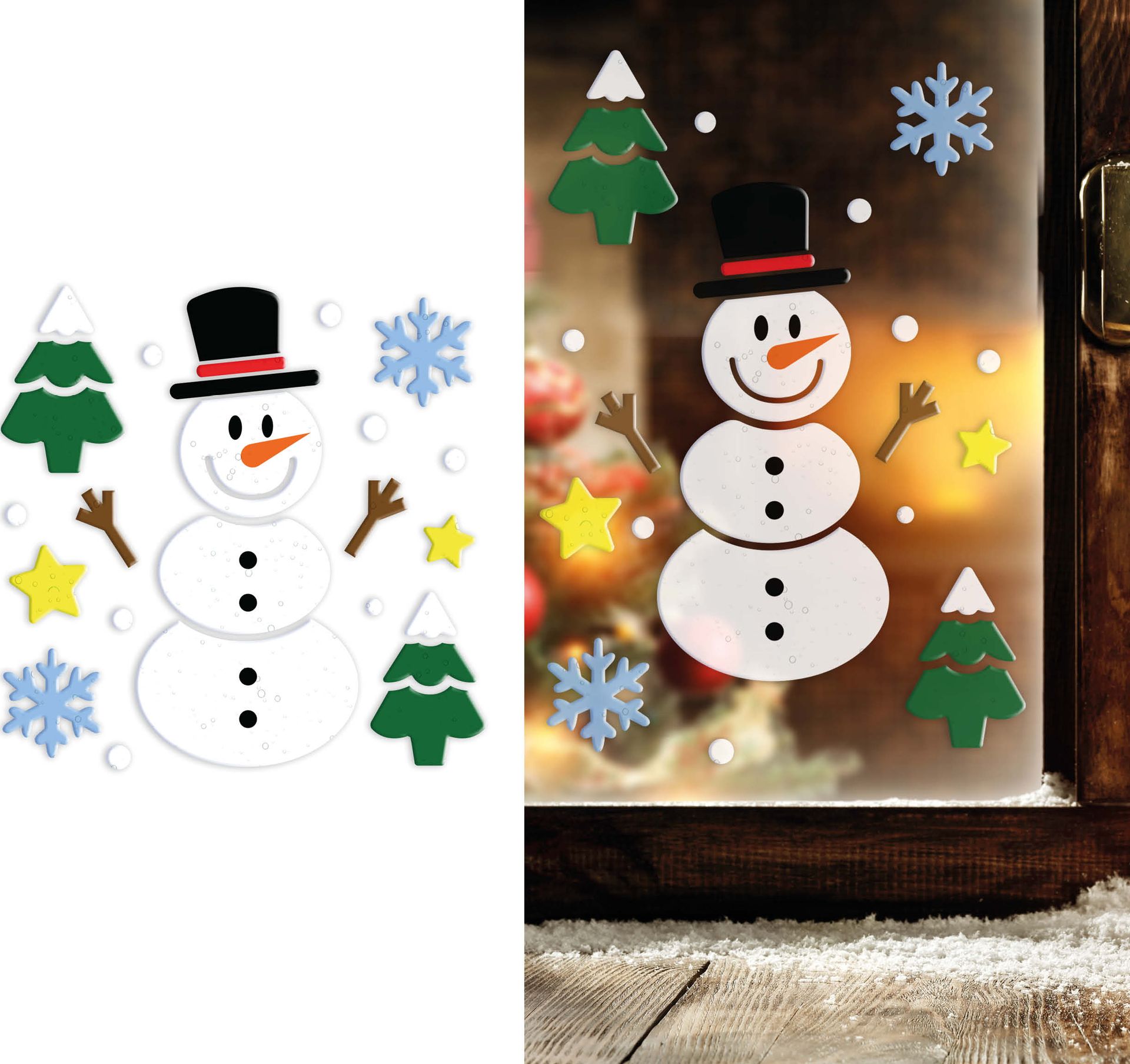 Sneeuwpop raam stickers gel kerst
