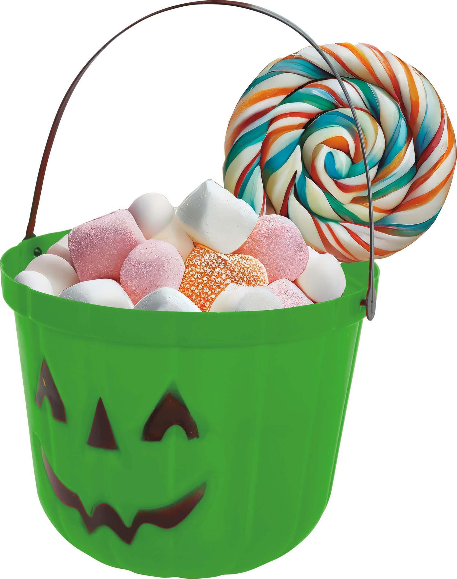 Snoepemmer pompoen groen 20 cm halloween