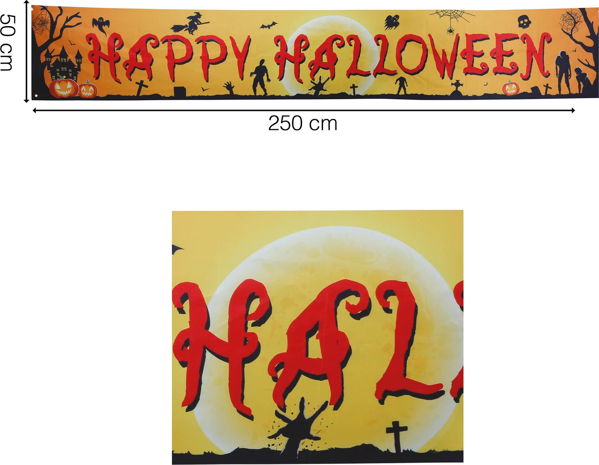 Spandoek 'Happy Halloween' 290 x 50 cm