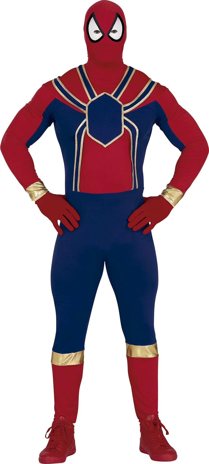 Spiderman outfit met goud heren