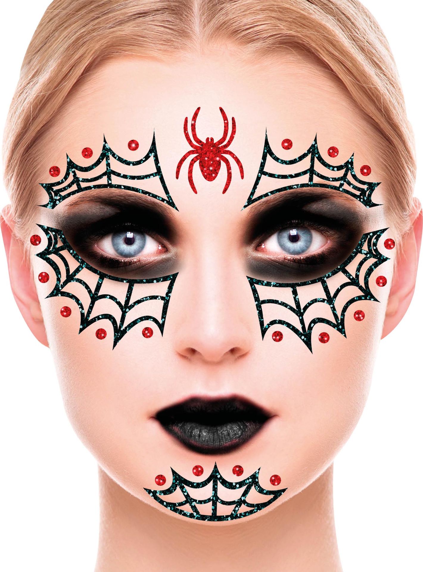 Spinnen glitter gezicht decoratie