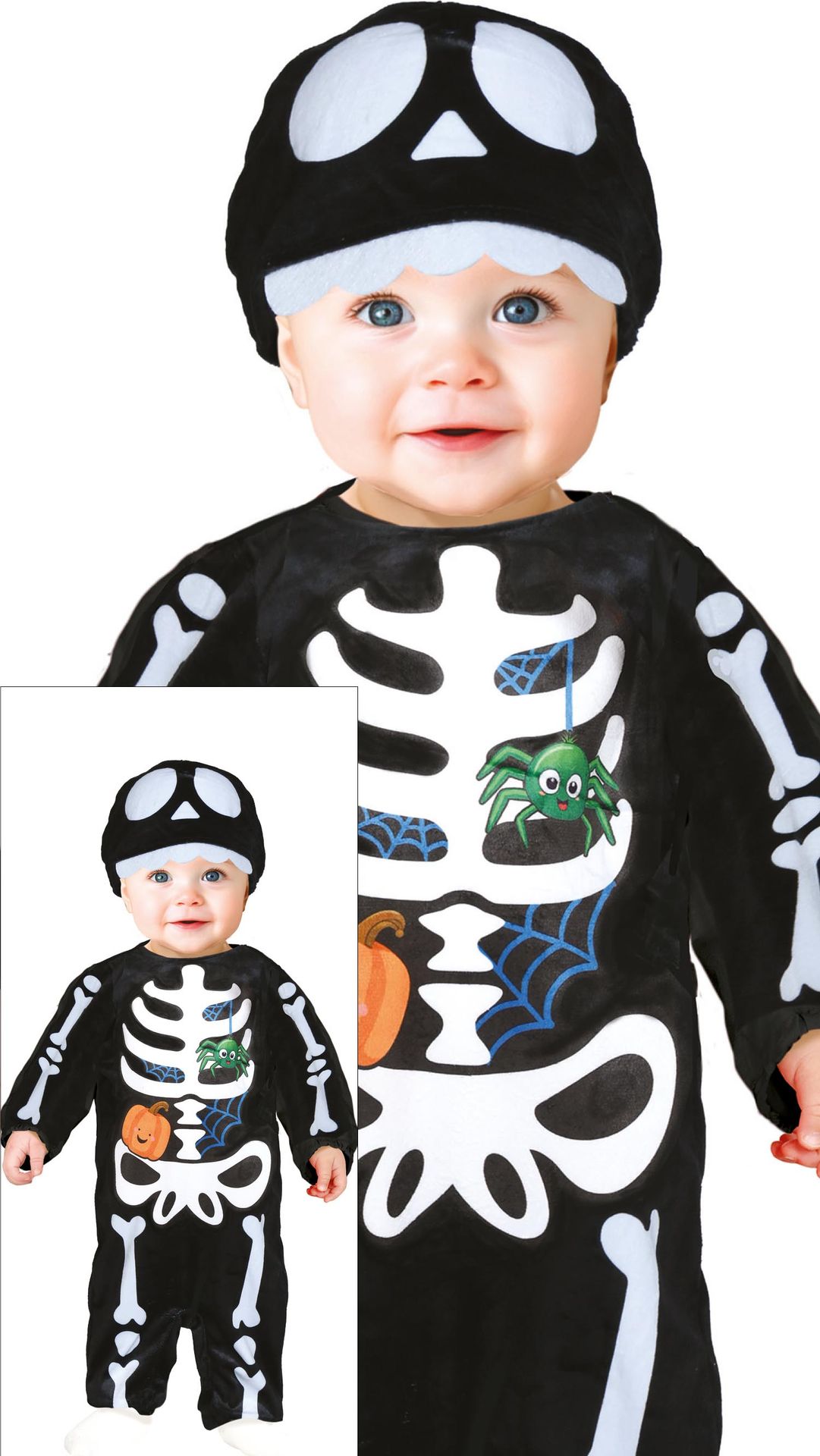 Spinnenweb skelet kostuum halloween baby