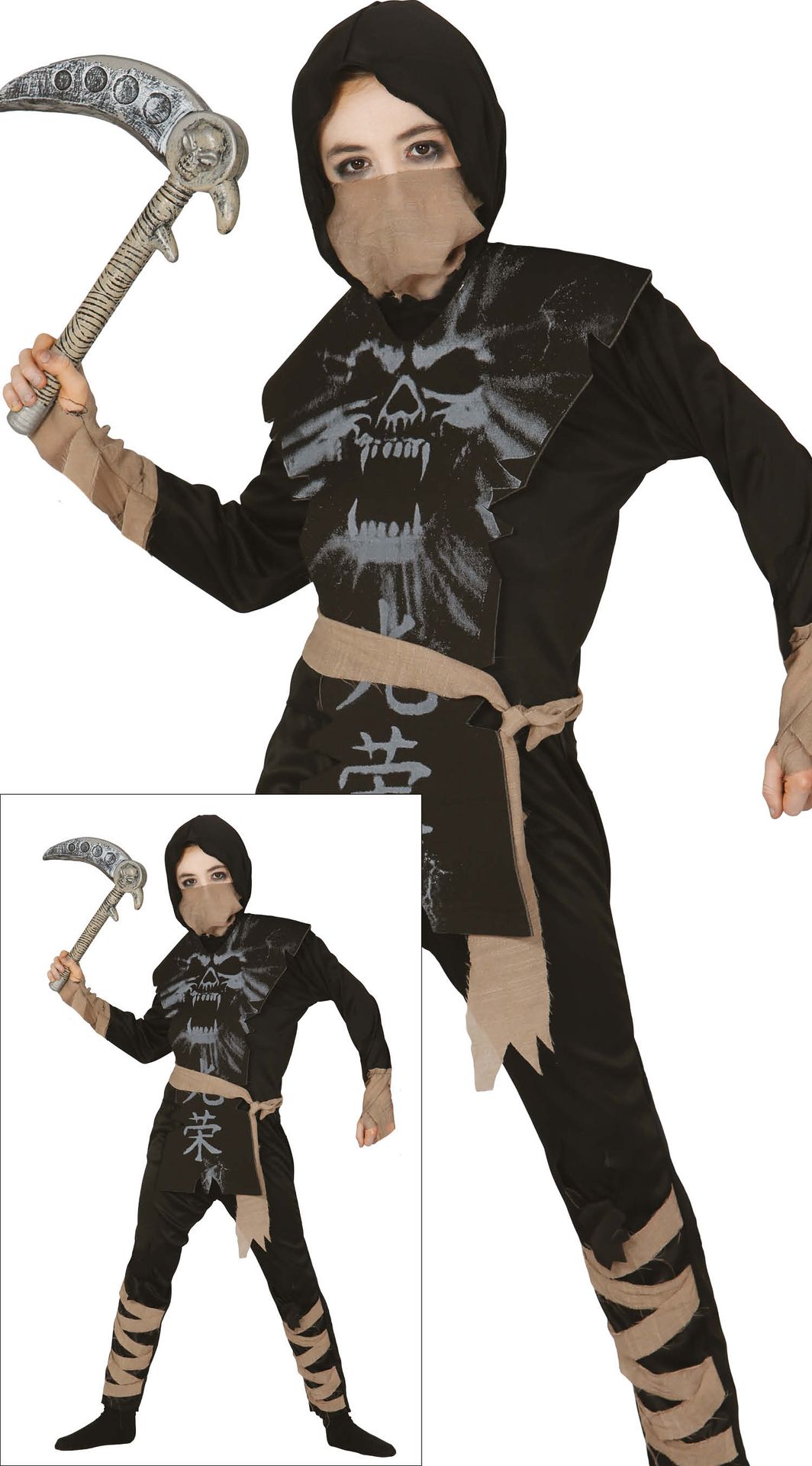 Spook ninja kostuum halloween kind
