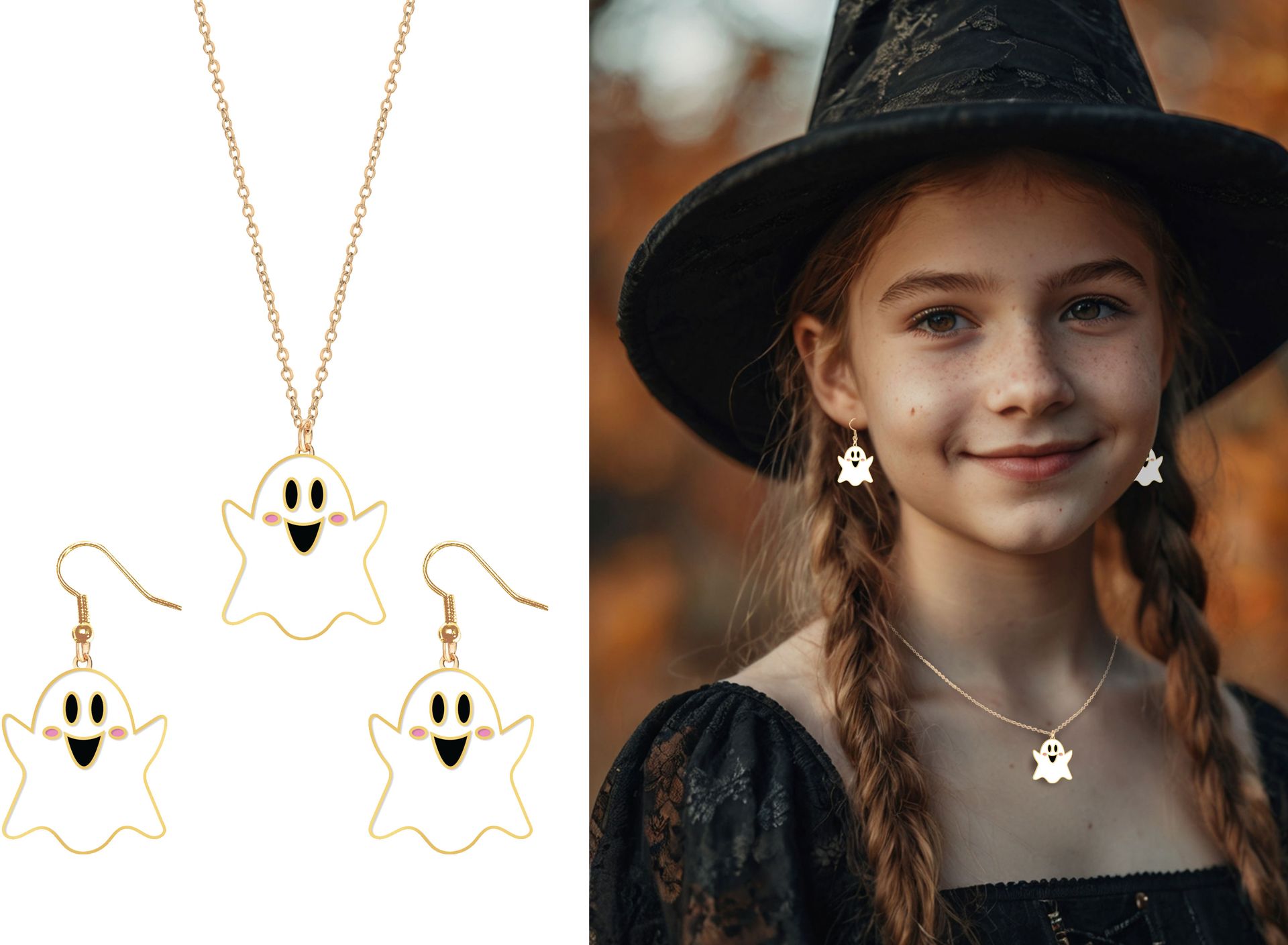 Spookjes Oorbellen met Ketting Kind Halloween