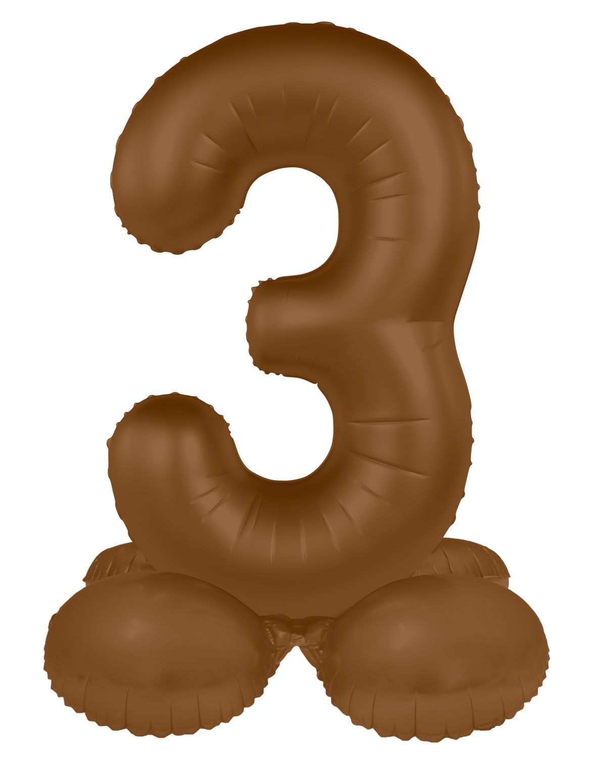 Staande Folieballon Cijfer 3 Bruin 72cm
