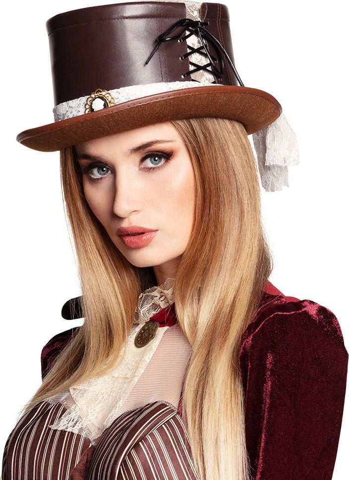 Steampunk hoed imitatieleer dames