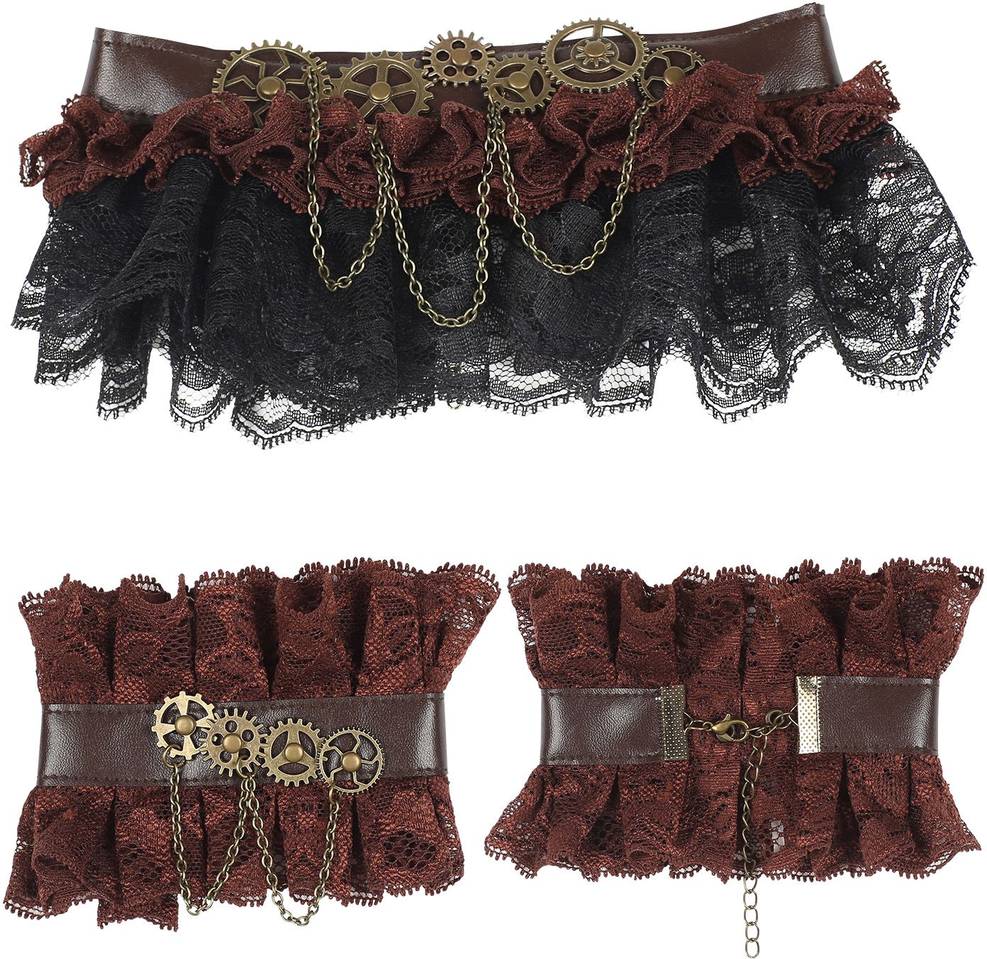 Steampunk kant choker en armbanden