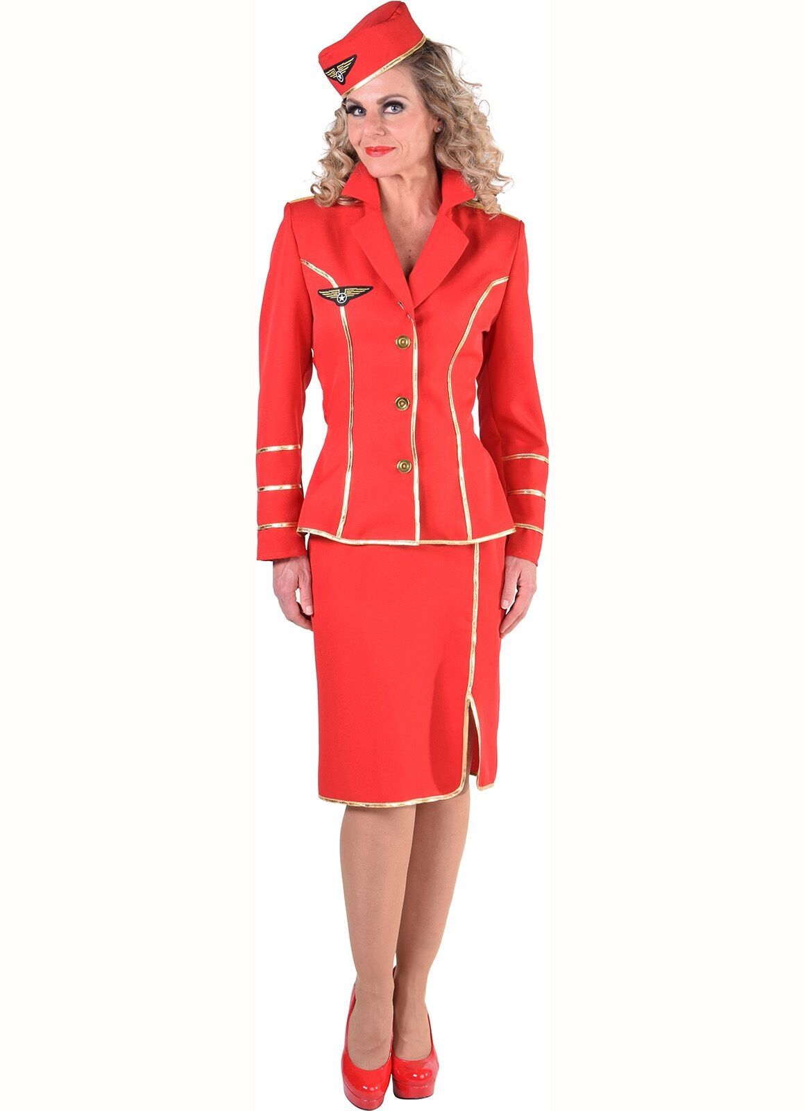 Stewardess kostuum rood vrouwen