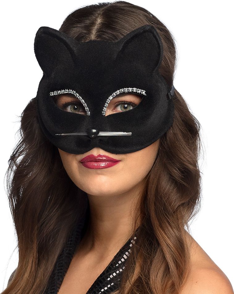 Stijlvol Zwart Halfmasker Kat