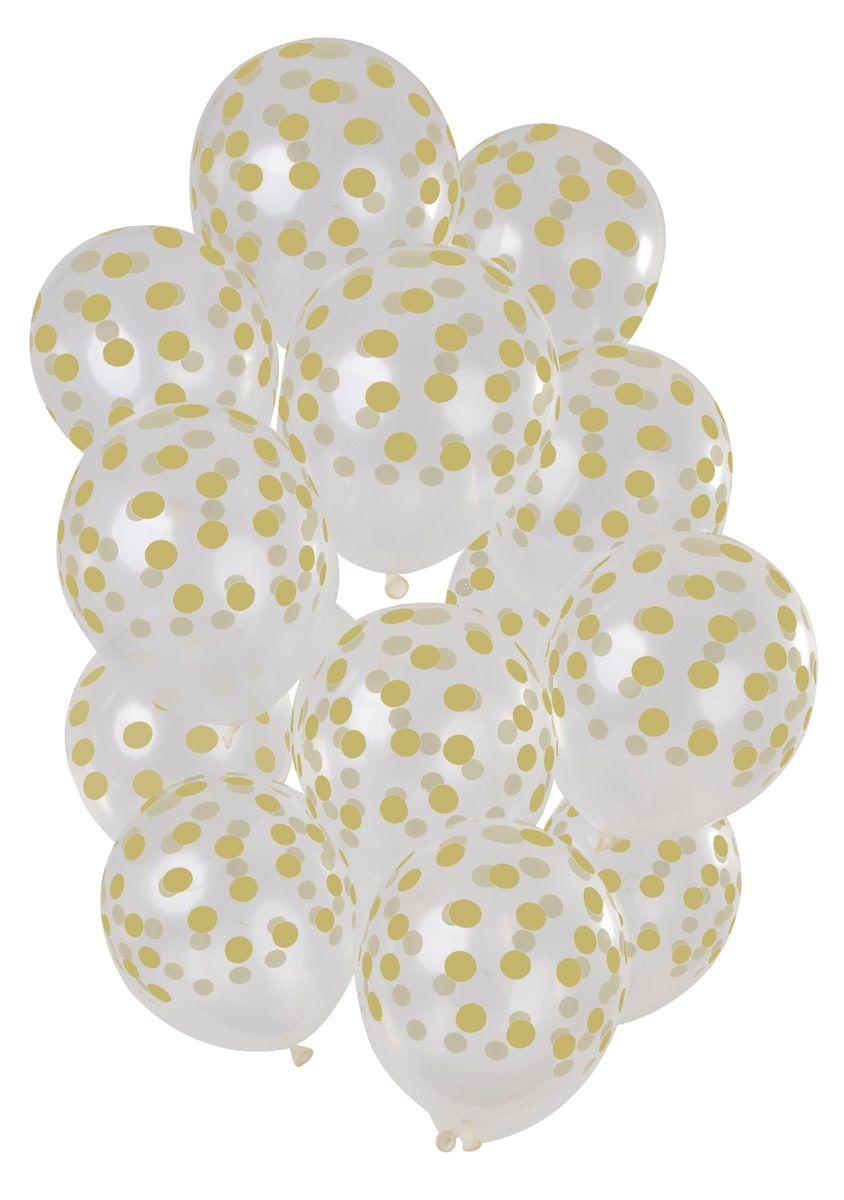 Stippen goud transparant ballonnen 15 stuks