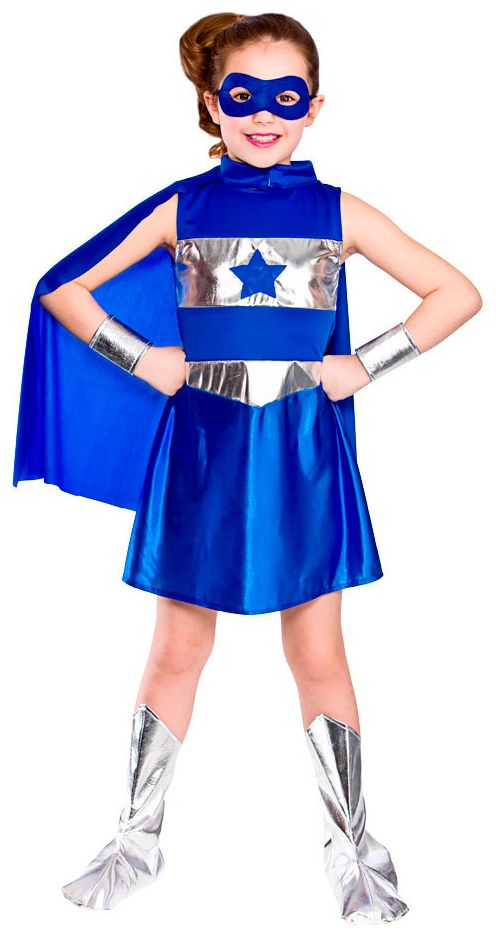 Superhelden jurk kind blauw