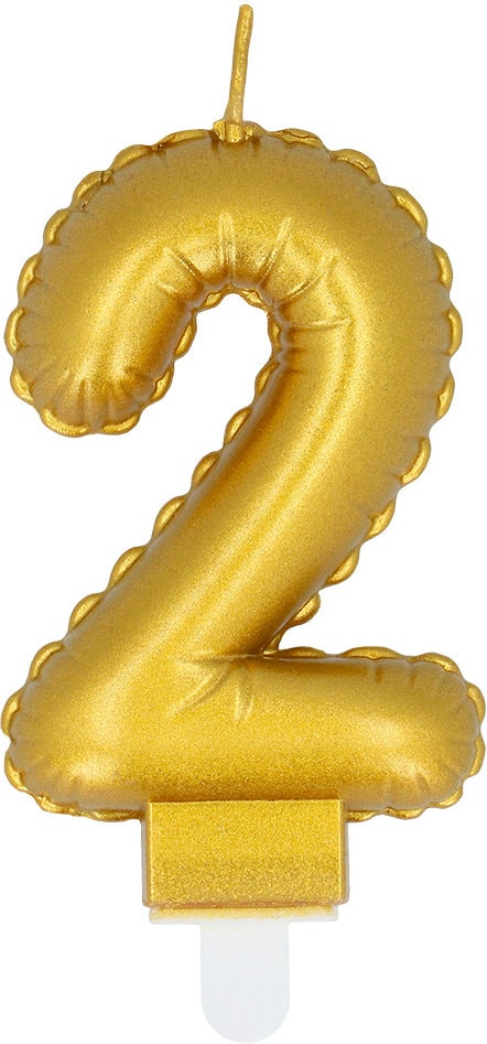 Taartkaarsje Cijfer 2 Verjaardag Goud