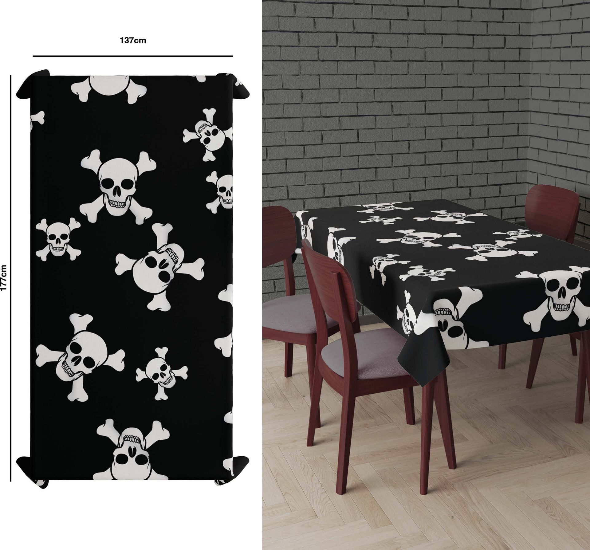 Tafelkleed doodshoofd 137 x 274 cm halloween
