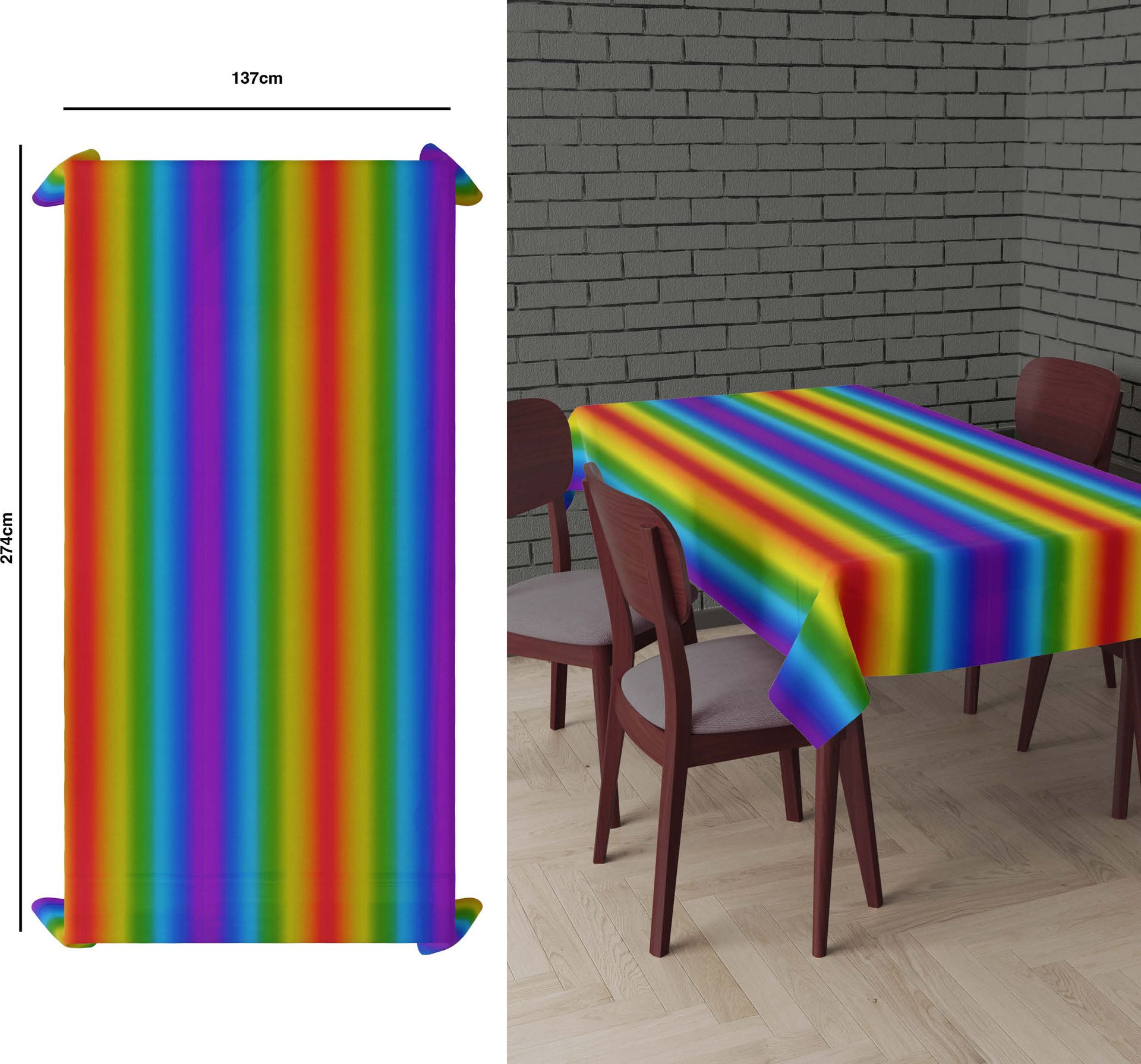 Tafelkleed gekleurd metallic 137 x 274 cm